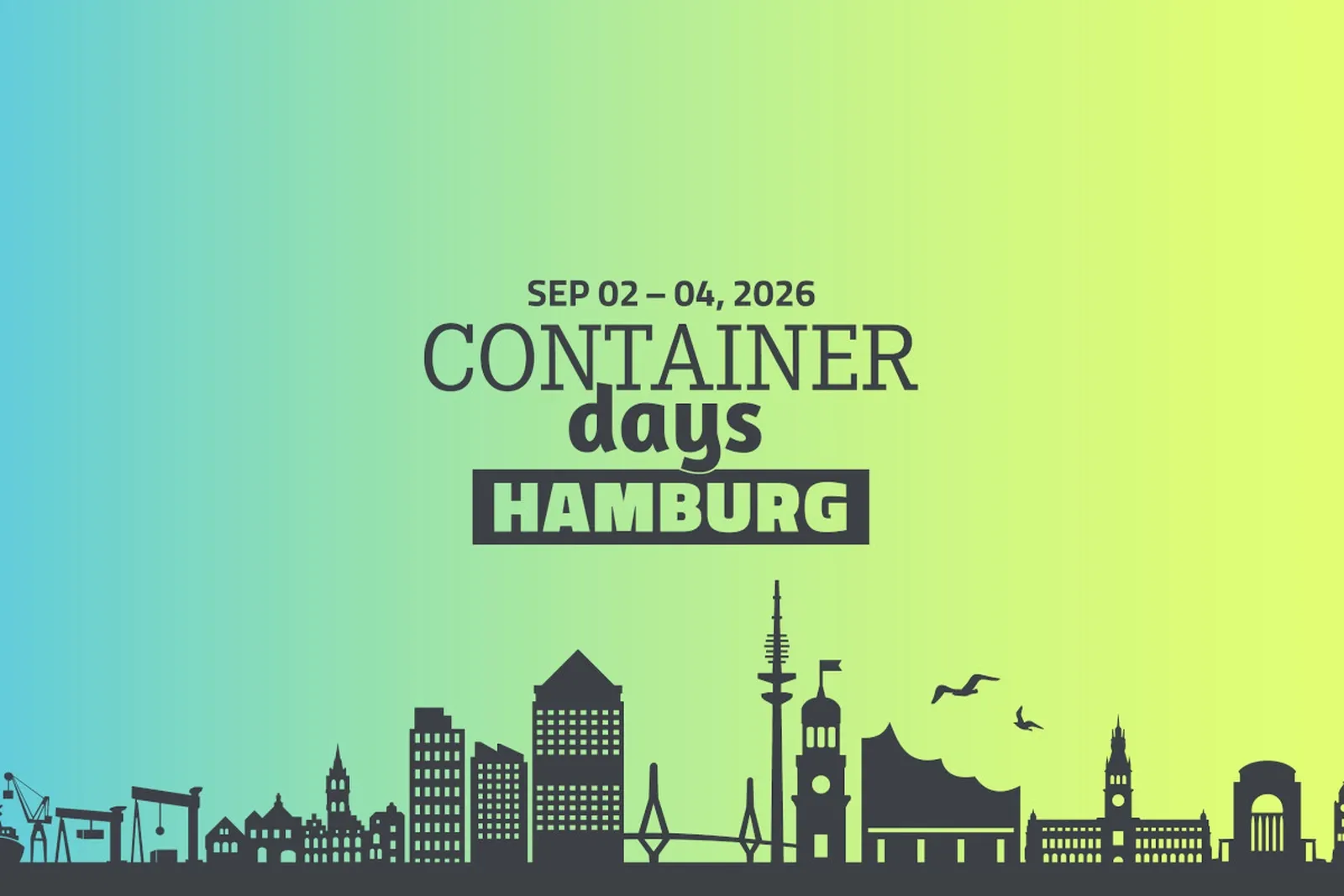 ContainerDays Hamburg 2026 key visual with Hamburg skyline